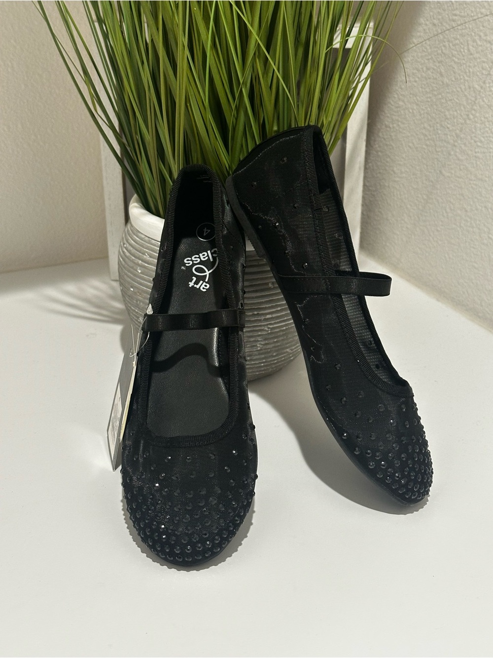 art class Girls' Black Mary Jane Studded Flats
